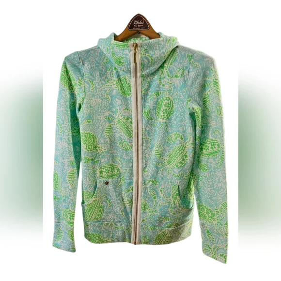Lilly Pulitzer Leona Zip-Up Sweatshirt. Get Crackin'. Lightweight - Picture 2 of 9